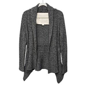 Anthropologie Birds On A Wire Cardigan Small Gray Wool Ribbed Cable Knit‎ Draped